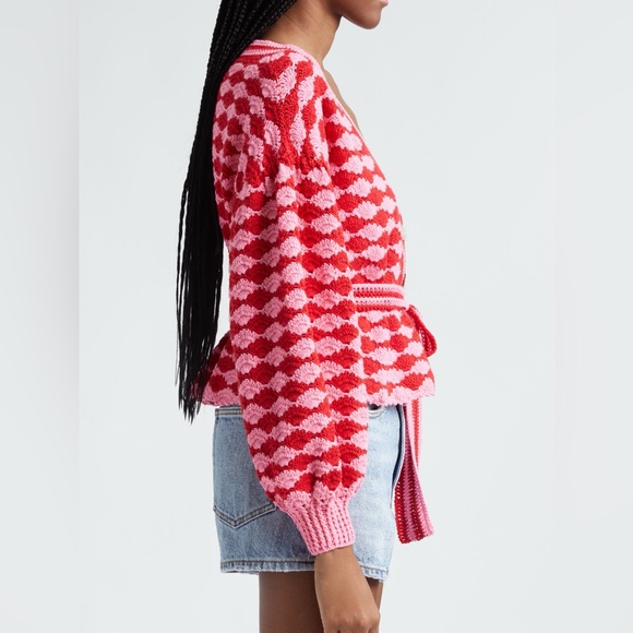 FARM RIO stitch, belted crochet sweater cardigan- size small - Picture 5 of 15